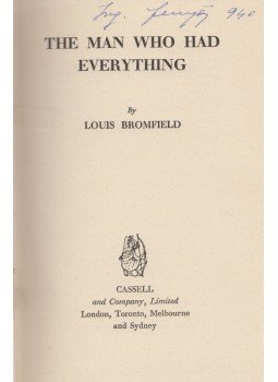 Louis Bromfield - The Man who had Everything Louis Bromfield - The Man who had Everything, London 1937 antikvár könyv