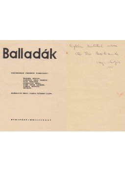 Varga Nándor Lajos - Balladák. Tizenhárom eredeti fametszet. (dedikált), Budapest 1935 antikvár könyv