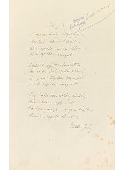 Heltai Jenő - Heltai Jenő "Dal" című versének autográf, aláírt kézirata, Budapest 0 antikvár könyv
