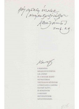 Gál József - Bibliográfiai tételek Kass János életművéhez (Kass János által dedikált), Szeged 2002 antikvár könyv