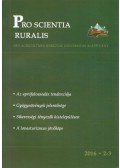 Dr. Szilágyi Tivadar,Ritter Krisztián,Biró A. Zoltán - Pro sciencia ruralis 2016/2-3.