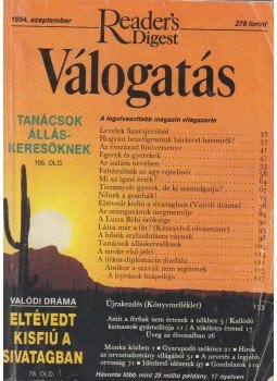 Keresztes Péter - Reader's Digest Válogatás 1994. szeptember Keresztes Péter - Reader's Digest Válogatás 1994. szeptember, Budapest 1994 antikvár könyv
