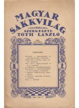 Tóth László - Magyar Sakkvilág 1933. Október, Budapest 1933 antikvár könyv
