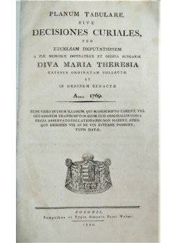  - Planum Tabulare, sive Decisiones curiales, ...Anno 1769., Pozsony 1800 antikvár könyv
