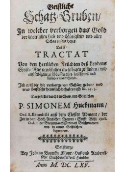 - Geistliche Schatz-Gruben - Geistliche Schatz-Gruben, Salzburg 1665 antikvár könyv