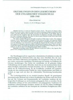 Dömötör Ákos - Erzählungen in den lesebüchern der ungarischen Volksschule 1800-1940,  2001 antikvár könyv