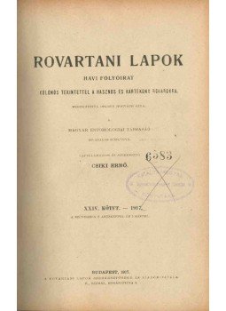 Csiki Ernő - Rovartani lapok XXIV. kötet, Budapest 1917 antikvár könyv