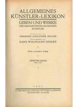 Hans Wolfgang Singer - Allgemeines künstler-Lexikon II., Frankfurt am Main 1921 antikvár könyv