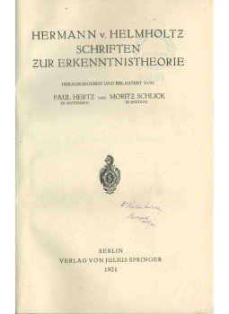 Paul Hertz, Moritz Schlick - Hermann v. Helmholtz schriften zur Erkenntnistheorie, Berlin 1921 antikvár könyv