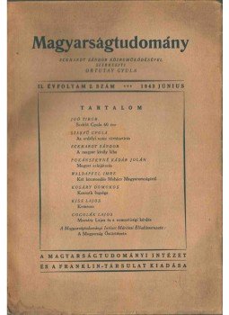 Ortutay Gyula - Magyarságtudomány II. évf. 2. szám 1943 június, Budapest 1943 antikvár könyv