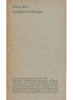 SPERR, MARTIN - Landshuter Erzählungen, Frankfurt 1967 antikvár könyv
