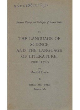 Davie, Donald - The Language of Science and the Language of Literature 1700-1740, London 1963 antikvár könyv