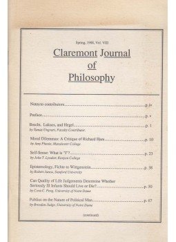 Kurt Mau (szerk.) - Claremont Journal of Philosophy, Volume VIII., Claremont 1988 antikvár könyv