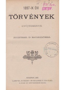  - Az 1897-ik évi törvények gyűjteménye, Budapest 1897 antikvár könyv