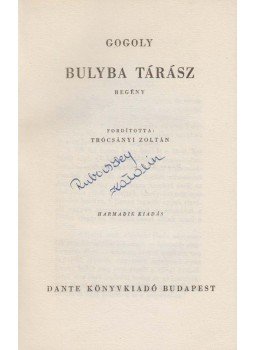 Nikoláj Gogoly - Bulyba Tárász Nikoláj Gogoly - Bulyba Tárász, Budapest 1945 antikvár könyv