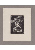 Buday György - Radnóti Miklós Ex librise. Buday György grafikusművész alkotása, jelezve a nyomtatvány bal felső sarkában. Készült 1935 körül.