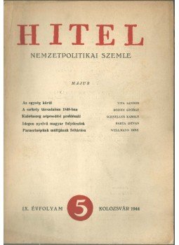 Kéki Béla - Hitel IX. évf. 5. szám 1944 május, Kolozsvár 1944 antikvár könyv
