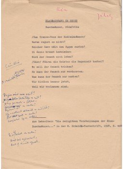 Jékely Zoltán - Jékely Zoltán (1913–1982) költő, műfordító által „Eső-hívó” címmel egy gépelt oldal terjedelmű kézirata, gépelt szöveg mellett Jékely Zoltán saját kezű magyar műfordításával.,  0 antikvár könyv