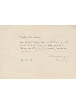 Simon István - Simon István (1926–1975) költő, műfordító saját kézzel írt, egy oldal terjedelmű levele Belia György (1923–1982) szerkesztőnek., Budapest 1961 antikvár könyv