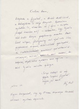 Réz Pál - Réz Pál (1930–2016) író, műfordító személyes hangú köszönőlevele Belia Györgyné Sándor Anna tanárnőnek., Budapest 1983 antikvár könyv
