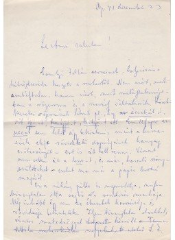 Vas István - Vas István (1910–1991) költő, műfordító, az Európa Könyvkiadó lektorának saját kézzel írt, két oldal terjedelmű levele Belia György (1923–1982) szerkesztőnek, Budapest 1971 antikvár könyv