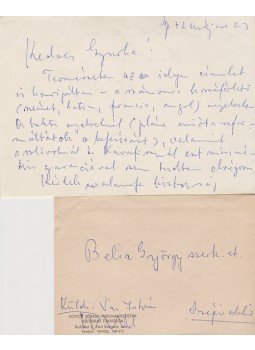 Vas István - Vas István (1910–1991) költő, műfordító saját kézzel írt, két oldal terjedelmű levele Belia György (1923–1982) szerkesztőnek, a Szépirodalmi Kiadó lektorának, "Hét tenger éneke" címen megjelenő műfordításkötete kiadása kapcsán., Budapest 1972 antikvár könyv