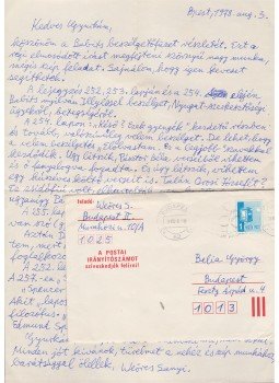 Weöres Sándor - Weöres Sándor (1913–1989) költő saját kézzel írt, egy oldal terjedelmű szerkesztői megjegyzése Belia György (1923–1982) szerkesztőnek Babits Mihály beszélgetőfüzetei kiadása kapcsán., Budapest 1978 antikvár könyv