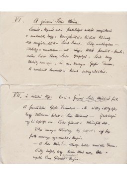 Mikszáth Kálmán - Mikszáth Kálmán (1849–1910) író saját kézzel írt, két oldal terjedelmű kritikai feljegyzése a tiszteletére előadott, élőképként dramatizált „A gózoni Szüz Mária” című Mikszáth-novelláról, melyet az 1910. évi Mikszáth-ünnepségek keretében mutattak be., Budapest 1910 antikvár könyv