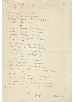 Szilágyi Domokos - Szilágyi Domokos (1938–1976) költő, Ion Pillat (1891–1945) román költő négy költeményéről saját kézzel írt, javításokkal tarkított, hat oldal terjedelmű műfordításának eredeti kézirata, a műfordító Szilágyi Domokos saját kezű aláírásával., Kolozsvár 1966 antikvár könyv