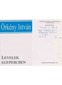 Örkény István, Radnóti Zsuzsa - Levelek egypercben (Radnóti Zsuzsa által dedikált), Budapest 1996 antikvár könyv