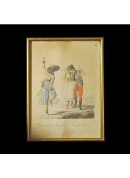 Bikkessy Heinbucher József, Karl Beyer - Vígan tántzoló Magyarok. Tanzende Ungarn. Kézzel színezett rézmetszet. Bikkessy Heinbucher József (1767–1833) festő rajza után metszette Karl Beyer. Készült 1816-ban.,  1820 antikvár könyv
