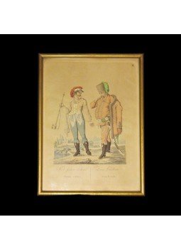 Bikkessy Heinbucher József, Karl Beyer - Két falún-lakozó Nemes ember. Zwei Edelleute vom Lande. Kézzel színezett rézmetszet. Bikkessy Heinbucher József (1767–1833) festő rajza után metszette Blaschke és Ponheimer. Készült 1816-ban.,  1820 antikvár könyv
