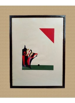 Korniss Dezső - Korniss Dezső (Budapest, 1908 – Budapest, 1984) festőművész, grafikus magyar motívumokat hordozó, számozott, aláírt, színes, absztrakt szitanyomata.,  0 antikvár könyv