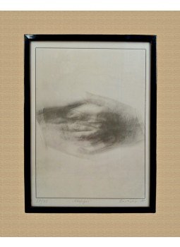 Baranyay András - Baranyay András (Budapest, 1938 – Budapest, 2016) festőművész, grafikus „Kézfogás” című, számozott, aláírt ofszetlitográfiája.,  0 antikvár könyv