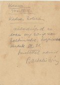 Bartalis János - Bartalis János (1893–1976) erdélyi költő saját kézzel írott levelezőlapja Jékely Zoltán (1913–1982) költő, író, műfordítónak
