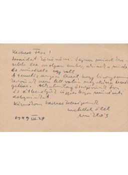 Borsos Miklós - Borsos Miklós szobrász autográf levelezőlapja Medgyessy Ferencnek (1949), Budapest 1949 antikvár könyv