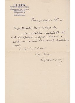 Lyka Károly - Lyka Károly művészettörténész autográf levele Kárpáti Aurél színházi kritikusnak (1931), Budapest 1931 antikvár könyv