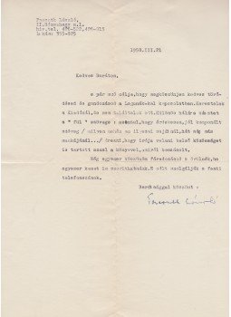 Passuth László - Passuth László (1900–1979) író egy gépelt oldal terjedelmű levele Belia György (1923–1982) szerkesztőnek Lagunák című regényével kapcsolatban, Budapest 1958 antikvár könyv
