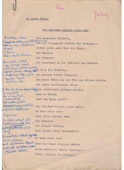 H. Carey Thomas, Jékely Zoltán - Jékely Zoltán (1913–1982) költő, műfordító H. Carey Thomas libériai költő „A tam-tam dobok többé nem dobolnak” című verse műfordításának két gépelt oldal terjedelmű, eredeti kézirata, Budapest 1961 antikvár könyv
