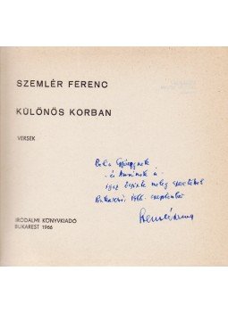 Szemlér Ferenc - Különös korban. Versek (Dedikált) Szemlér Ferenc - Különös korban. Versek (Dedikált), Bukarest 1966 antikvár könyv