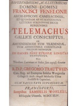 Fenelon - Telemachus Gallice Conscriptus Fenelon - Telemachus Gallice Conscriptus, Francofurti 1744 antikvár könyv