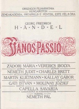 Handel, G. F. - János passió Handel, G. F. - János passió, Budapest 1987 antikvár könyv
