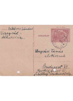 Weöres Sándor - Weöres Sándor autográf, aláírt levelezőlapja Ungvári Tamásnak, Visegrád 1954 antikvár könyv