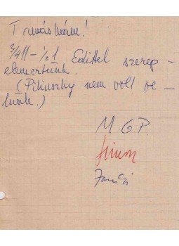 Molnár Gál Péter - Molnár Gál Péter levele Ungvári Tamáshoz (M.G.P. és Pilinszky aláírásával) Molnár Gál Péter - Molnár Gál Péter levele Ungvári Tamáshoz (M.G.P. és Pilinszky aláírásával), Budapest 0 antikvár könyv