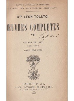 Léon Tolstoi - Oeuvres completes VII. Guerre et paix Tome premier, Paris 1903 antikvár könyv