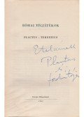 Plautus, Titus Maccius,Terentius Afer, Publius - Római vígjátékok (Fordító által dedikált)