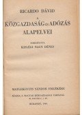 Ricardo, David - A közgazdaság és adózás alapelvei
