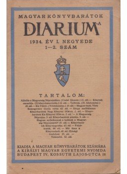  - Magyar Könyvbarátok Diaruma 1934. év I. negyede 1-2. szám, Budapest 1936 antikvár könyv