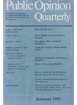 - Public Opinion Qaurterly - Summer 1993 - Public Opinion Qaurterly - Summer 1993, Chicago 1993 antikvár könyv