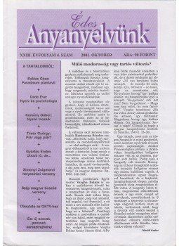 Balázs Géza, Kemény Gábor, Maróti István - Édes Anyanyelvünk 2001. október XXIII/4., Budapest 2001 antikvár könyv